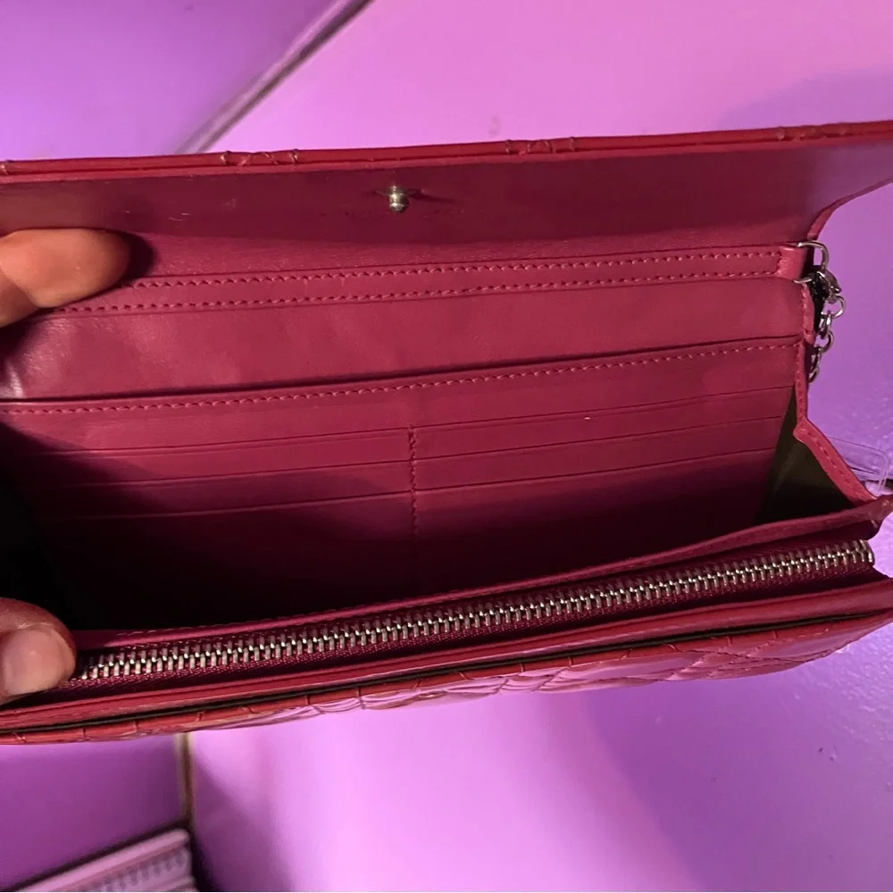 Christian Dior patent cannage lady Dior wallet on chain